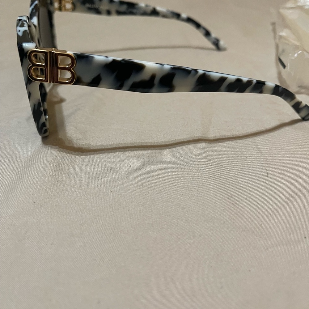 Balenciaga Black and White Patterned Sunglasses